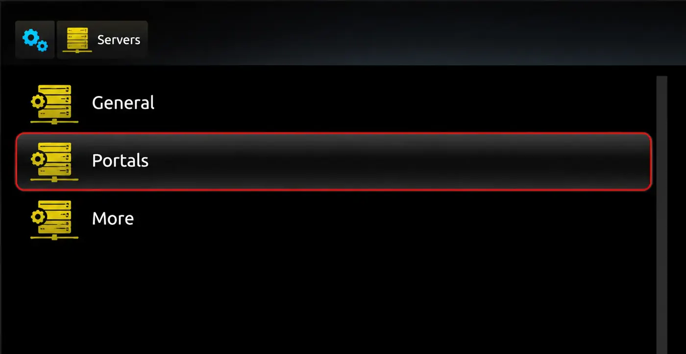 MAG Servers menu with Portals highlighted